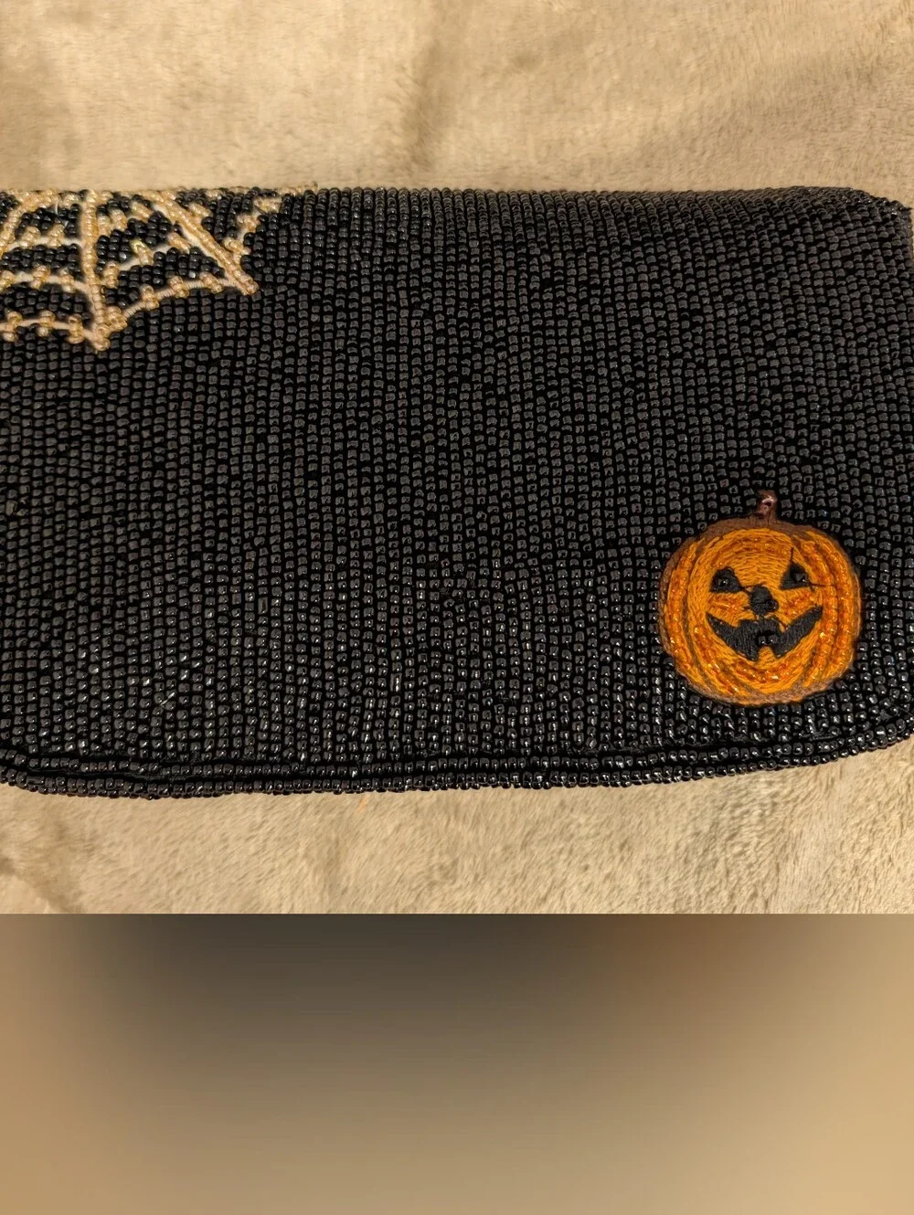Viral Beaded Halloween Dog Black with Orange Accents